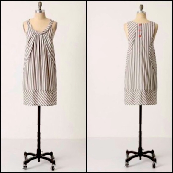 Anthro Maeve Gray Abstract Slate Striped Shift Tunic Dress Sundress - Picture 2 of 5